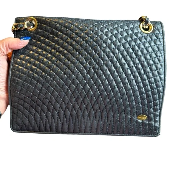 Bally-Authentic-Calf Skin Quilted Leather Black shoulder / crossbody bag - Picture 16 of 16